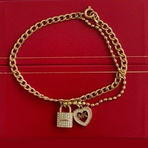 Michael Kors Gold Heart and Lock Bracelet